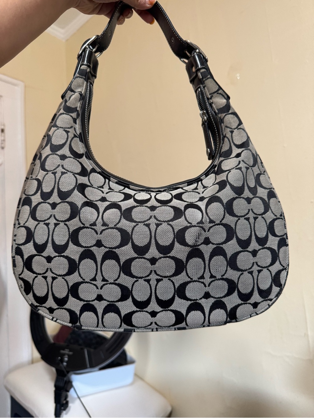 Coach Vintage y2k Signature Crescent Shoulder Bag - Black/Gray - Picture 9 of 9